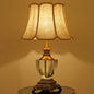 Contemporary Nordic Frustum Cone Metal Crystal Fabric 1-Light Table Lamp For Bedroom