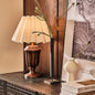 Traditional French Frustum Cone Ash Wood Metal 1-Light Table Lamp For Bedroom
