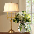 Traditional French Frustum Cone Copper Fabric 1-Light Table Lamp For Bedroom