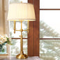 Traditional French Frustum Cone Copper Fabric 1-Light Table Lamp For Bedroom