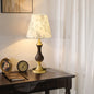 Modern Mid-Century Frustum Cone Copper Black Walnut Wood Fabric 1-Light Table Lamp For Bedroom