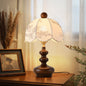 Traditional French Dome Metal Wood Fabric 1-Light Table Lamp For Bedroom