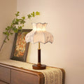 Traditional French Dome Metal Wood Fabric 1-Light Table Lamp For Bedroom