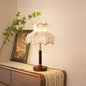 Traditional French Dome Metal Wood Fabric 1-Light Table Lamp For Bedroom