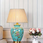 Traditional Chinese Cone Lampshade Ceramic Fabric Iron 1-Light Table Lamp For Living Room