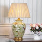 Traditional Chinese Cone Lampshade Ceramic Fabric Iron 1-Light Table Lamp For Living Room