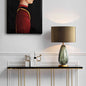 Modern Luxury Cylinder Glaze Iron Fabric 1-Light Table Lamp For Bedroom