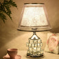 Traditional European Cone Lampshade Aluminum Crystal 1-Light Table Lamp For Bedroom