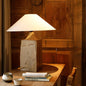 Traditional Japanese Cone Solid Wood Linen 1-Light Table Lamp For Bedroom