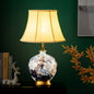 Traditional Chinese Ball Base Ceramic Metal Fabric 1-Light Table Lamp For Bedroom