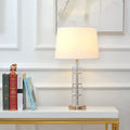 Traditional European Cylinder Crystal Metal Fabric 1-Light Table Lamp For Bedroom