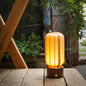 Traditional Chinese Lantern Cylinder Solid Wood Fabric LED Table Lamp For Bedroom