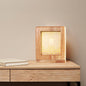 Traditional Japanese Cube Rubberwood Magnet 1-Light Table Lamp For Bedroom