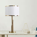 Modern Luxury Cylinder Metal Fabric 1-Light Table Lamp For Bedroom