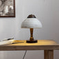 Modern Mid-Century Dome Ceramic Wood LED Table Lamp For Bedroom