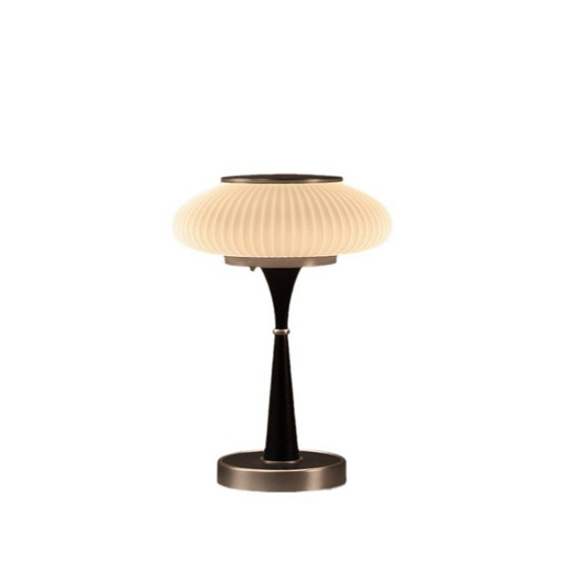 Modern Mid-Century Globe Iron Glass Solid Wood 1-Light Table Lamp For Bedroom