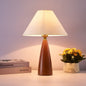 Traditional Mid-Century Cone Solid Wood Fabric 1-Light Table Lamp For Bedroom