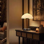 Traditional Vintage Wood Grain Mushroom-shaped Marble Ash Wood Glass 1-Light Table Lamp For Bedroom