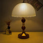 Modern Mid-Century Dome Glass Shade Rubberwood Iron Base 1-Light Table Lamp For Bedroom