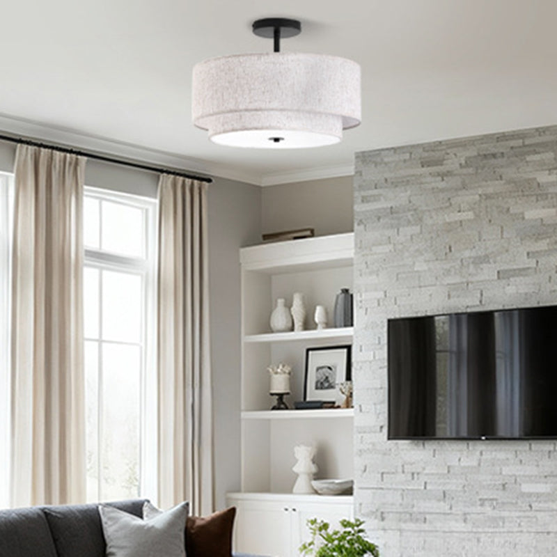 Minimalist Linen Round Ceiling Light