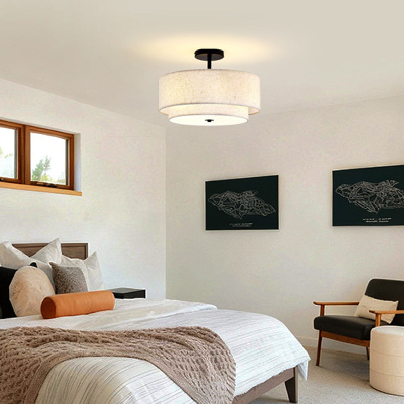Minimalist Linen Round Ceiling Light