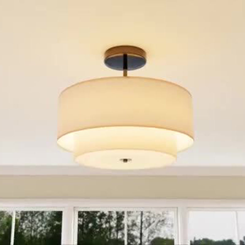 Minimalist Linen Round Ceiling Light
