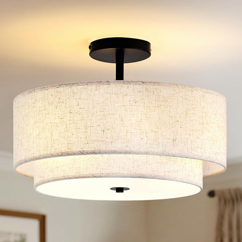 Minimalist Linen Round Ceiling Light