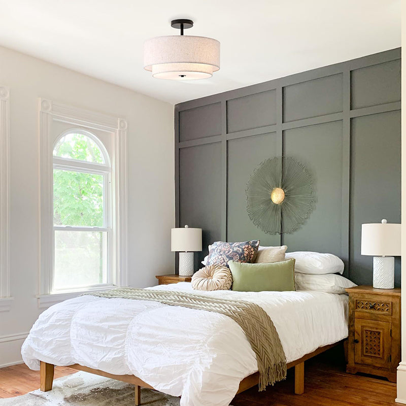 Minimalist Linen Round Ceiling Light