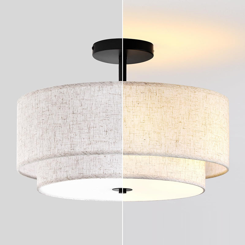 Minimalist Linen Round Ceiling Light