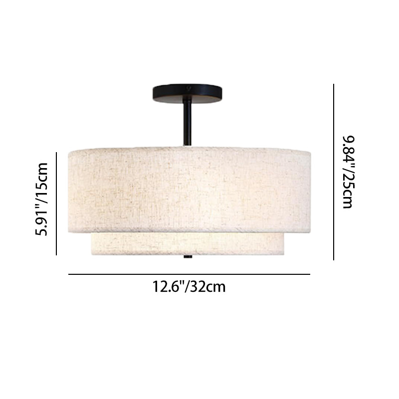 Minimalist Linen Round Ceiling Light