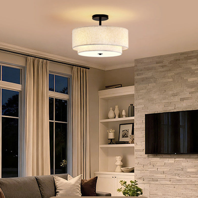 Minimalist Linen Round Ceiling Light