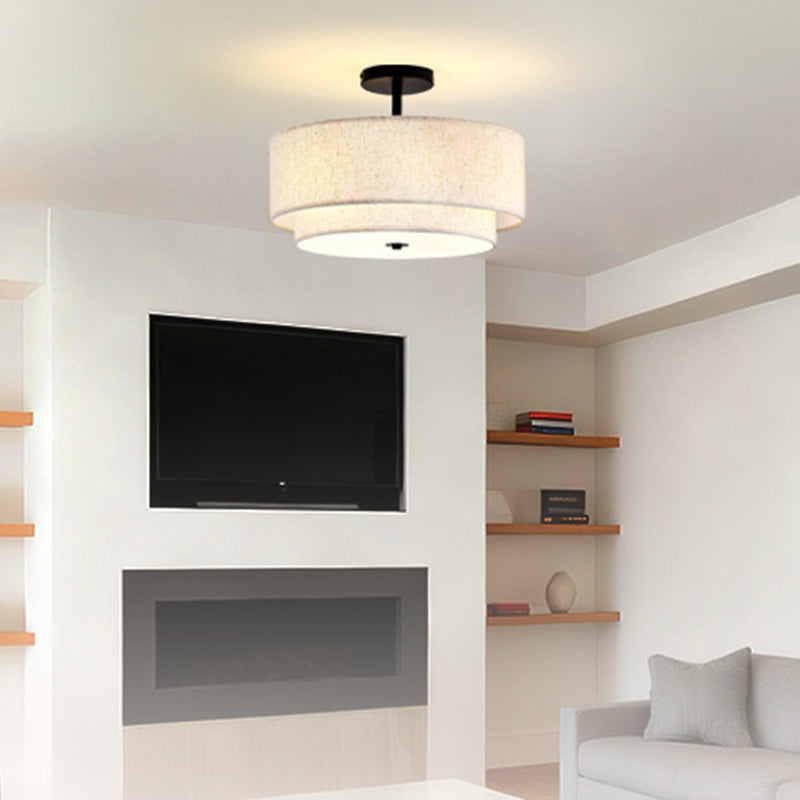 Minimalist Linen Round Ceiling Light