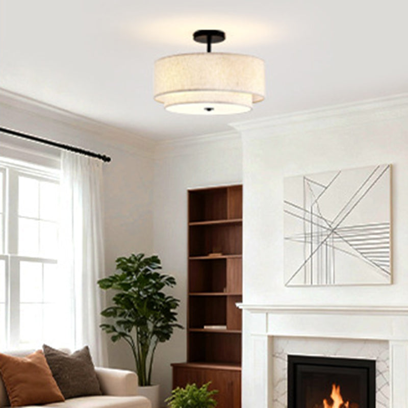 Minimalist Linen Round Ceiling Light