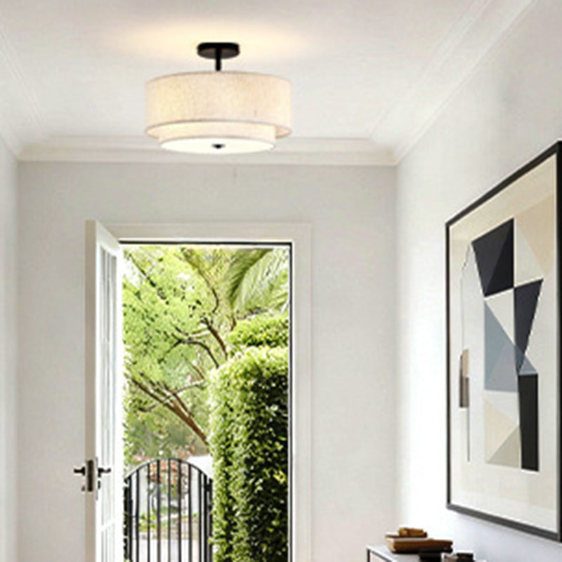 Minimalist Linen Round Ceiling Light