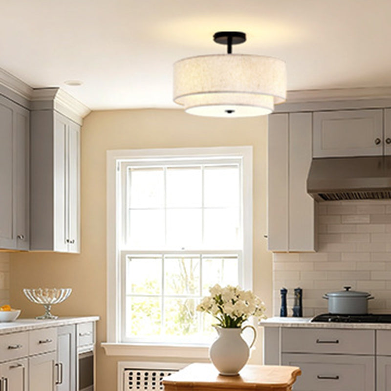 Minimalist Linen Round Ceiling Light