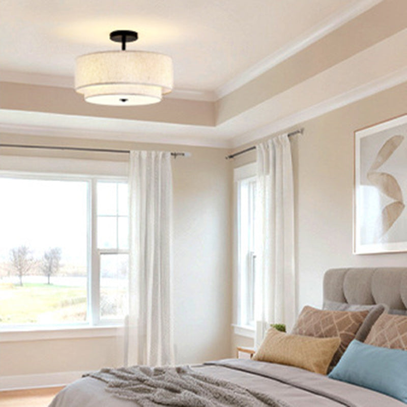 Minimalist Linen Round Ceiling Light