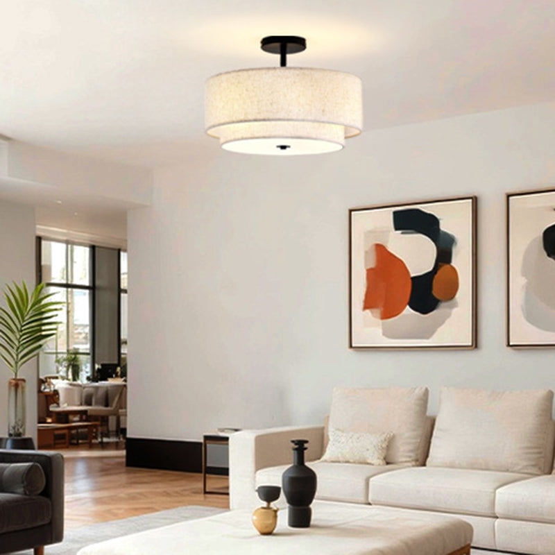 Minimalist Linen Round Ceiling Light