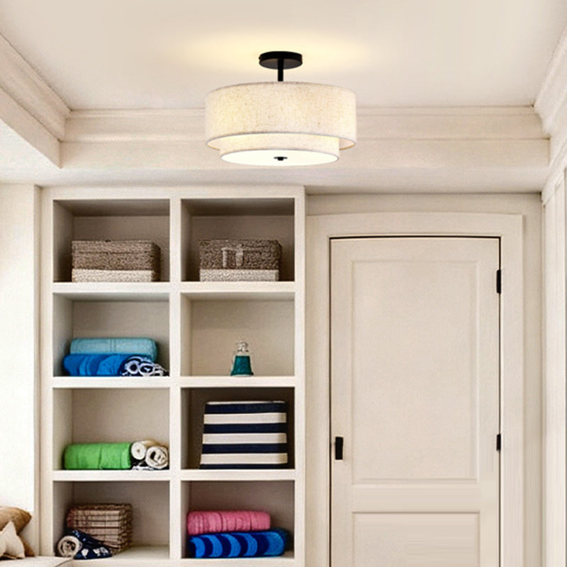 Minimalist Linen Round Ceiling Light