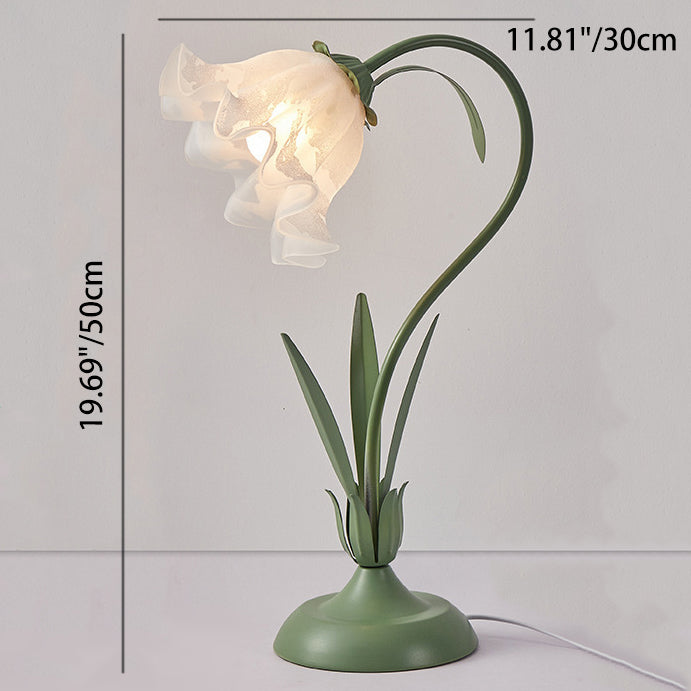 Traditional Rustic Flower Iron Acrylic 1-Light Table Lamp For Study