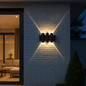 Contemporary Industrial Waterproof Geometric Aluminum PC Outdoor Wall Sconce Lamp For Garden