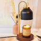 Contemporary Scandinavian Iron Marble Wood Round 1-Light Melting Wax Table Lamp For Living Room