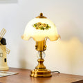 Traditional French Metal Glass Umbrella 1-Light Table Lamp For Bedroom