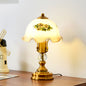 Traditional French Metal Glass Umbrella 1-Light Table Lamp For Bedroom
