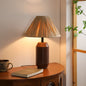 Traditional Japanese Iron Fabric Cylinder Imitation Wicker USB 1-Light Table Lamp For Bedroom