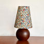 Traditional Vintage Crushed Flower Round Column Solid Wood PVC Fabric 1-Light Table Lamp For Bedroom
