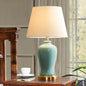 Modern Minimalist Round Cylinder Ceramic Fabric 1-Light Table Lamp For Living Room