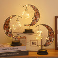 Modern Art Deco Moon Shape Pattern Glass Iron LED Table Lamp For Bedroom