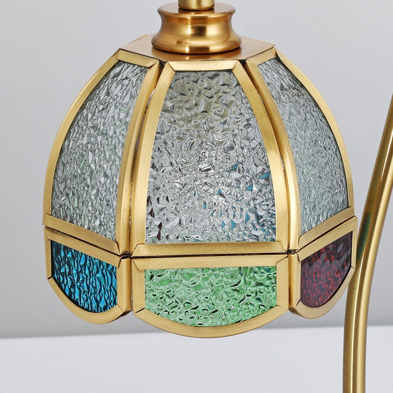 Modern Luxury Liftable Round Glass Stone Brass 1-Light Melting Wax Table Lamp For Living Room
