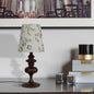 Traditional Vintage Crushed Flower Round Orb Fabric Ceramic 1-Light Table Lamp For Living Room