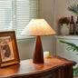 Traditional Vintage Crushed Cone Cylinder Fabric Solid Wood 1-Light Table Lamp For Bedroom